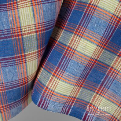 Blå oransje farget linstoff.