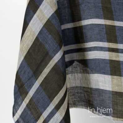 Blått-grønt rutete linstoff.