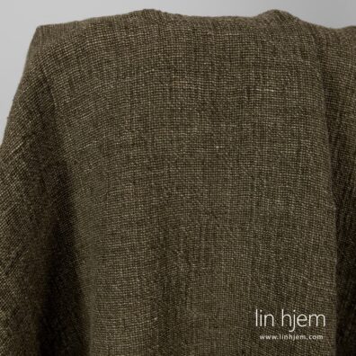 Grønt vasket linstoff i striper.