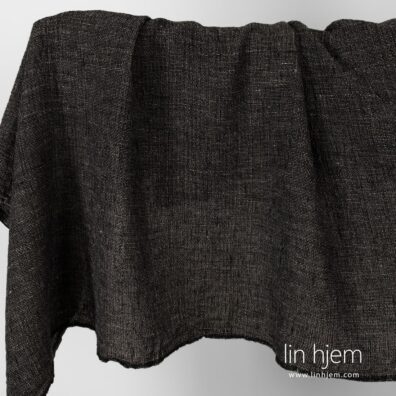 Vasket svart linstoff i grå striper.