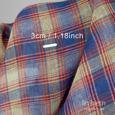 Gjennomsiktig 100% linstoff, blå, oransje.