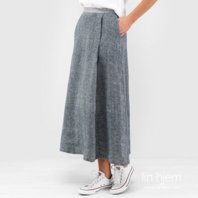 100% lin skjørt i blå farge.