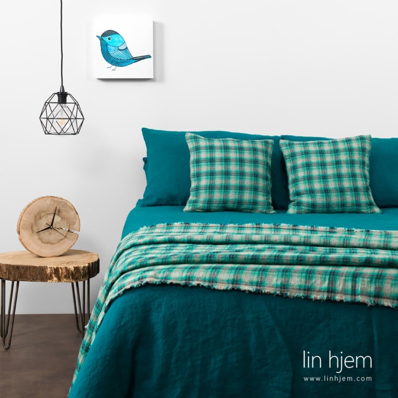 Lin sengesett m&oslash;rk-turkis LIBELE