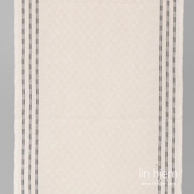 Rutete hvitt halvlin stoff.