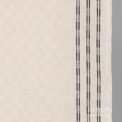 Hvitt rutete lin-bomulls stoff.