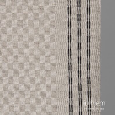 Rutete grått halvlin stoff.