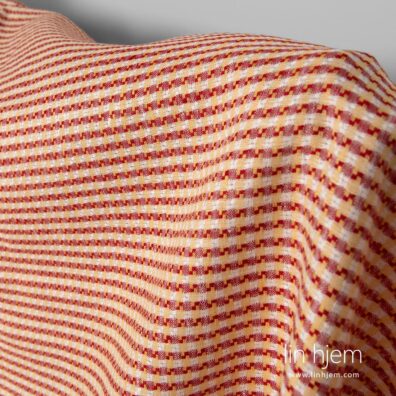 Gult rødt rutete 100% linstoff.