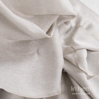 Skinnende lin-polyester stoff, grått.
