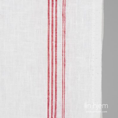 100% linstoff i røde striper.