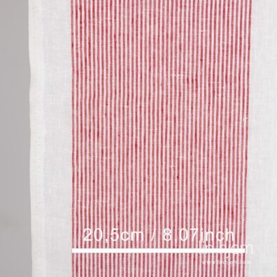 Rød stripete 100% linstoff.