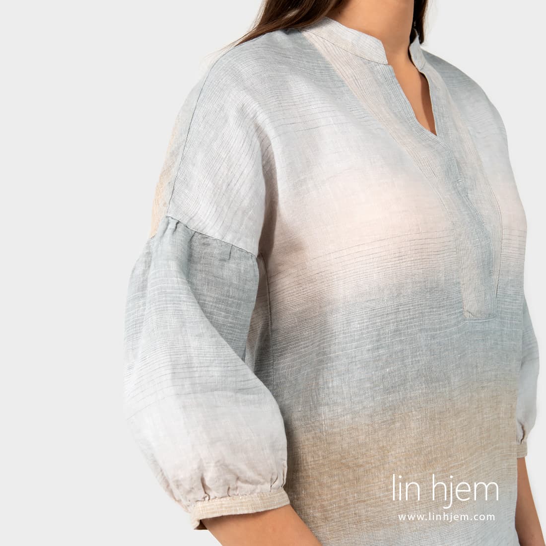 100% lin bluse i striper.