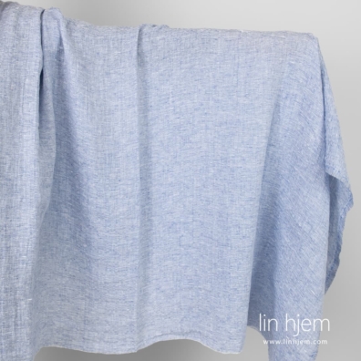 Vasket mønstret blåaktig melange linstoff.