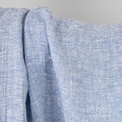 Mønstret vasket blåaktig linstoff.