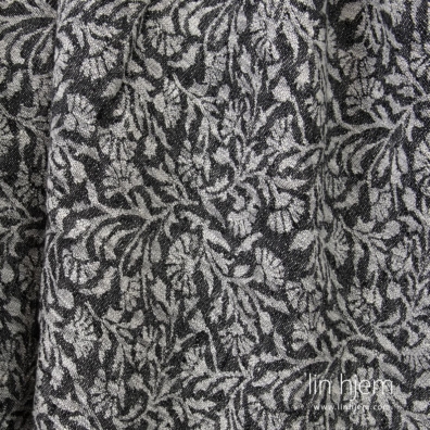 Blomstret svart lin-bomulls stoff.