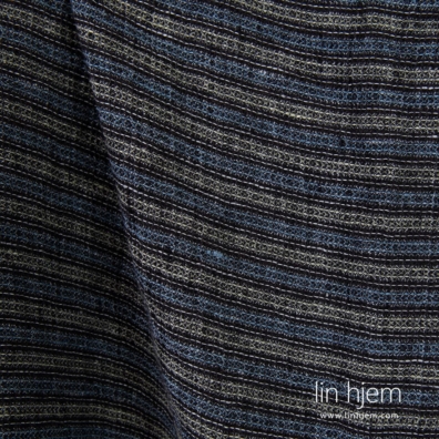 Svart-blått stripete vaffel linstoff.