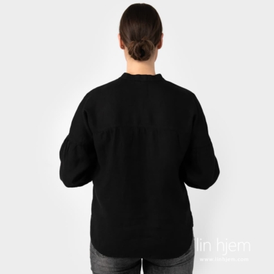 100% lin bluse, svart.