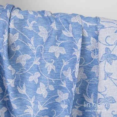 Blått lin-bomulls stoff, jacquard.