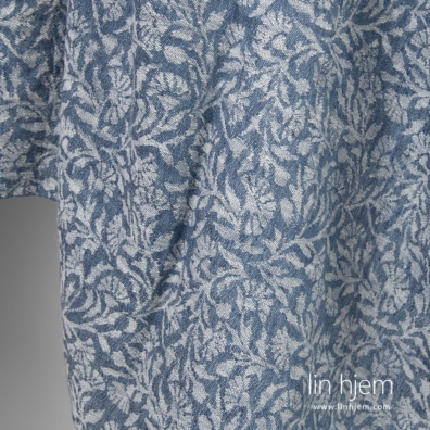 Blå farget lin-bomulls stoff.