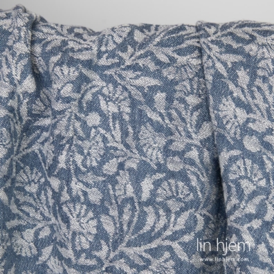 Vasket blått lin-bomulls stoff.