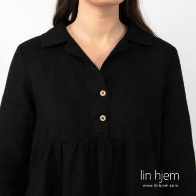 Svart kjole av 100% linstoff.