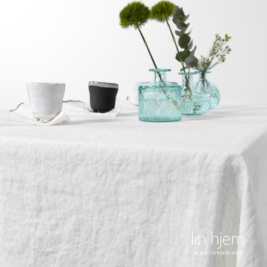 Grønn/hvit 100% linduk, ARVO.