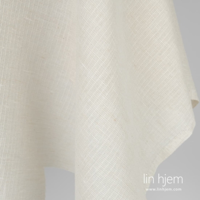 Brunaktig farget halvlin stoff, stripete.