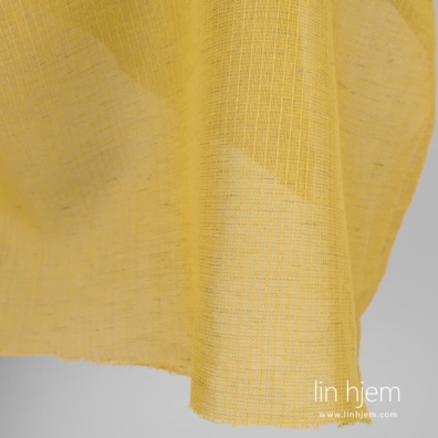 Bomulls-lin stoff i gul farge, gjennomsiktig.