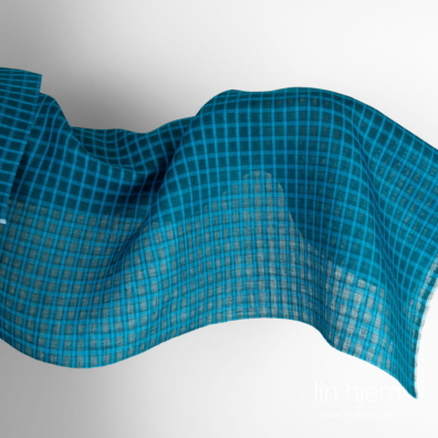 Mørketurkis gjennomsiktig linstoff i ruter