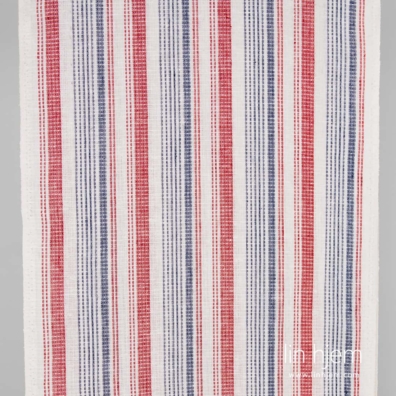 Linstoff med røde og blå striper