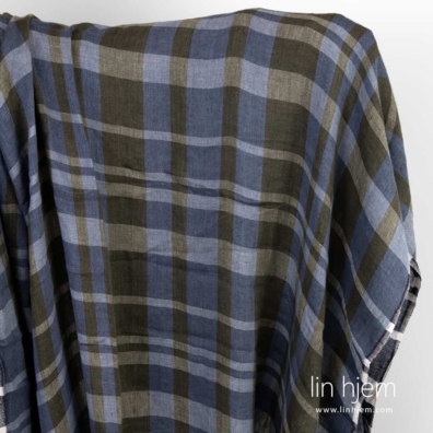 Vasket linstoff blå-grønn i ruter