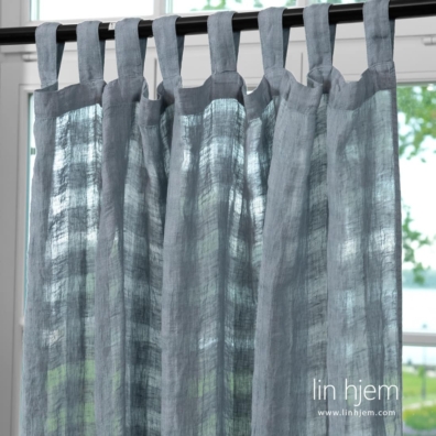 Blågrå lingardin med kanal, løkker