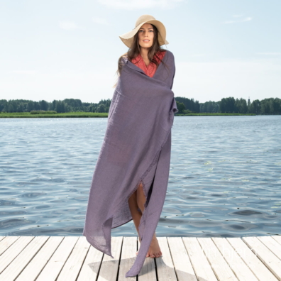 Halvlin lilla strandhåndkle med 2cm frynser