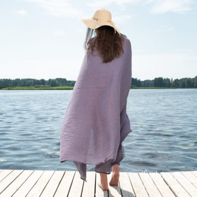 Halvlin lilla strandhåndkle