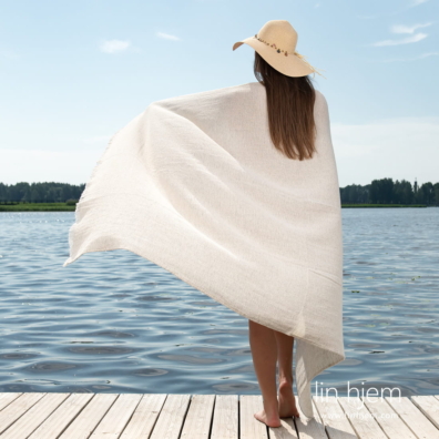 POSITANO gråmønstret strandhåndkle