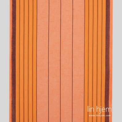 Oransje håndkle lin / bomull stoff med striper