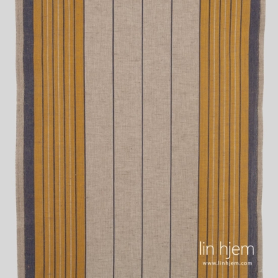 Grå lin bomull håndkle stoff med gule striper