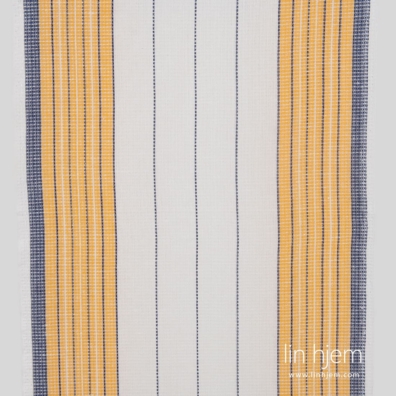 Hvitt, oransje og blåstripet lin / bomullsstoff