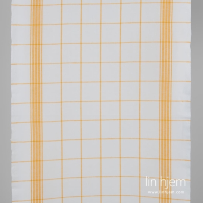 Hvitt og gulrutet lin / bomullsstoff