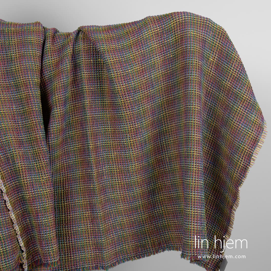 Brunt lin bomullsstoff i vaffel, vasket