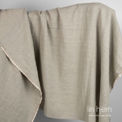 Lin bomull gul grå stoff, vasket