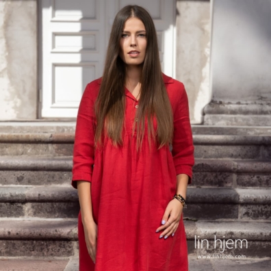 Rød linkjole med lommer