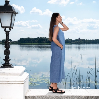 Blå linkjole med lommer