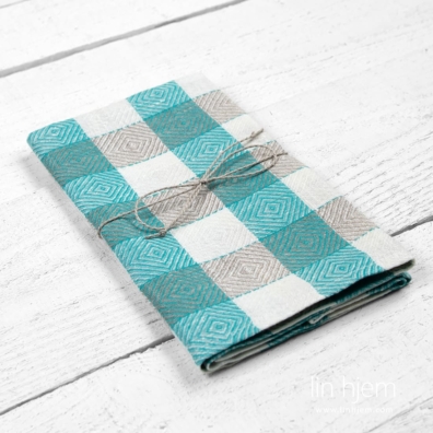 Grønt Lin Kjøkkenhåndkle I Rombe