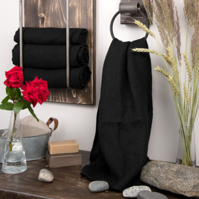 PURO svart lin håndkle