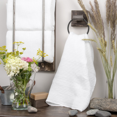 KOKO hvitt lin - bomull håndkle