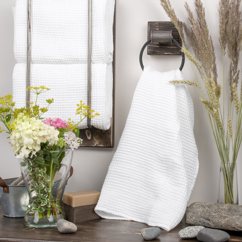 KOKO hvitt lin - bomull h&aring;ndkle