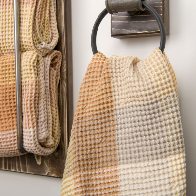 BINGO brunt halvlin håndkle med vaffelruter