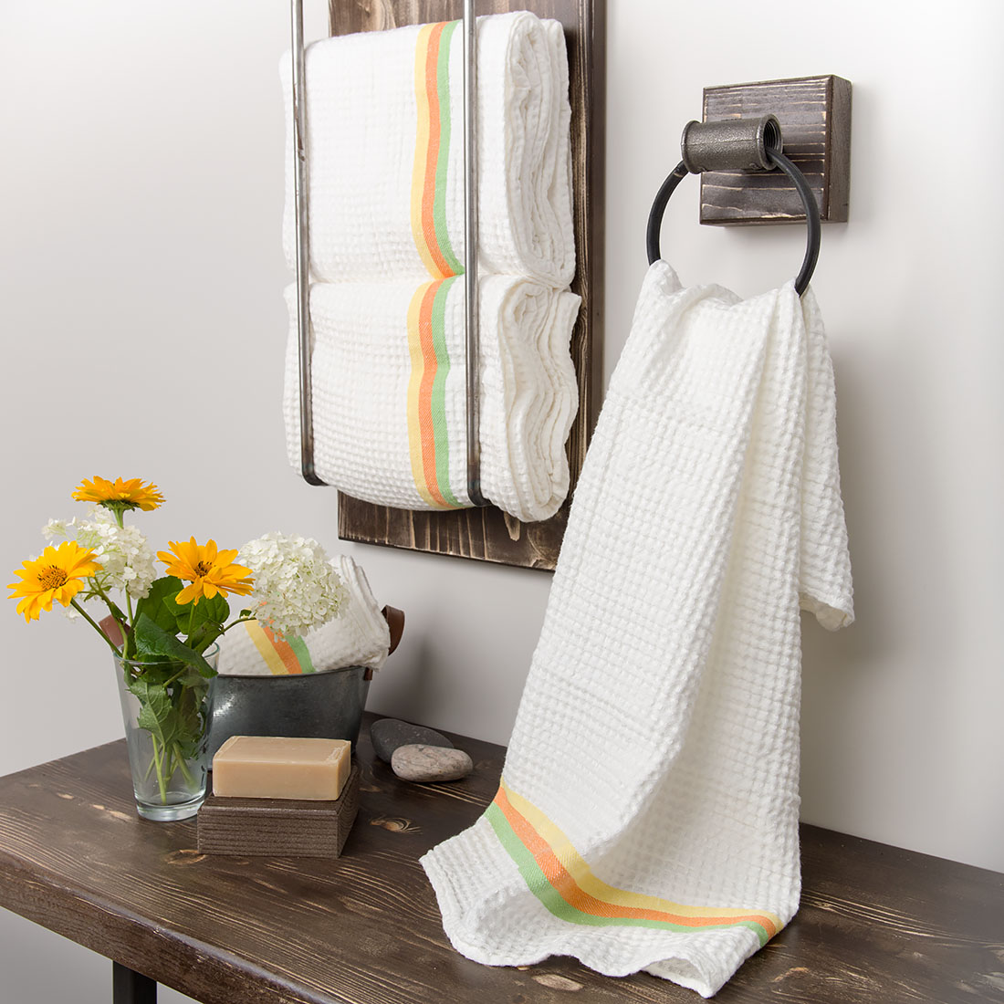 BERGAMO hvitt halvlin håndkle