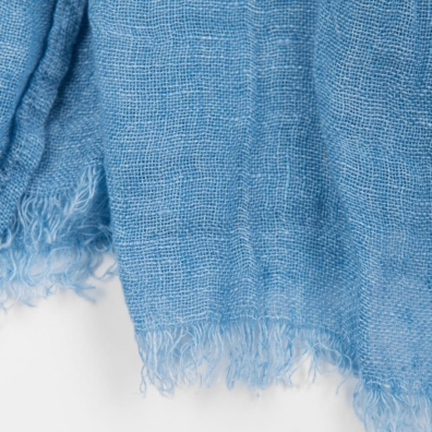 Lyseblått lin sjal med frynser