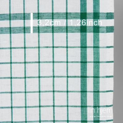 Halvlin stoff med grønne ruter 50cm bredt